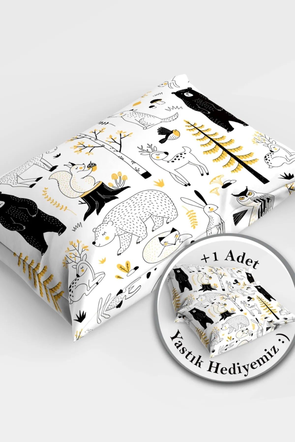 Yellow Animals 3d Pamuk Saten Bebek Nevresim Takımı