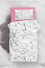 Pink Animals 3d Pamuk Saten Bebek Nevresim Takımı