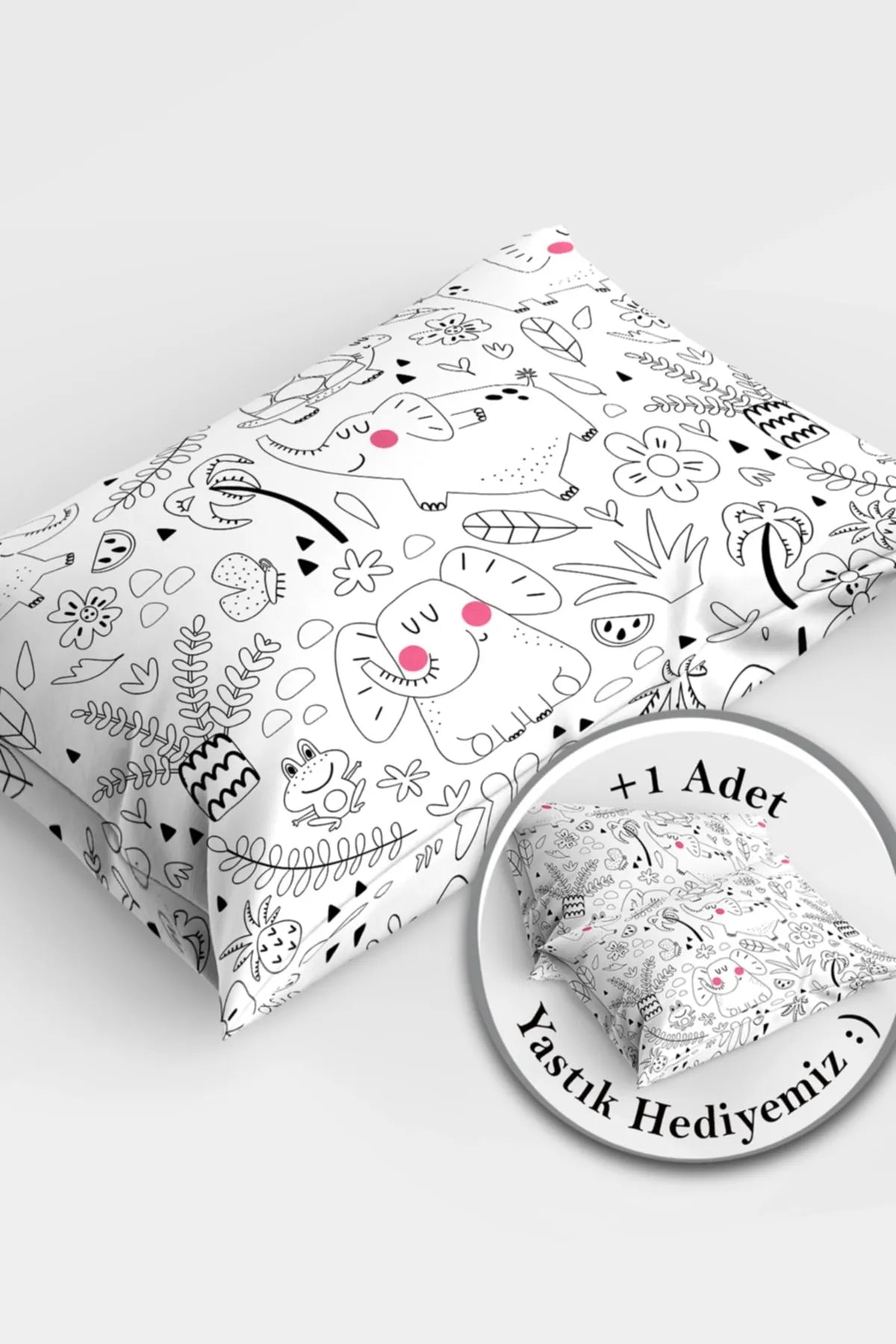 Pink Animals 3d Pamuk Saten Bebek Nevresim Takımı