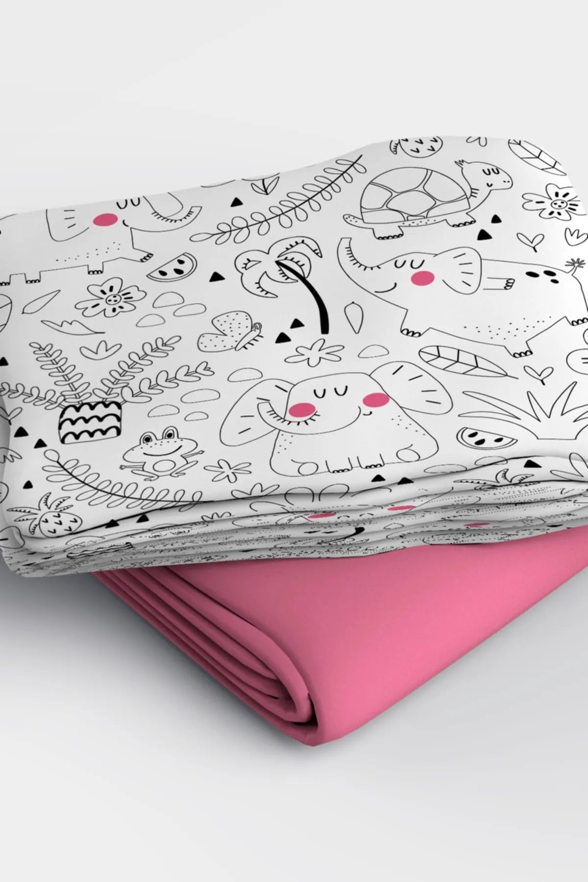 Pink Animals 3d Pamuk Saten Bebek Nevresim Takımı