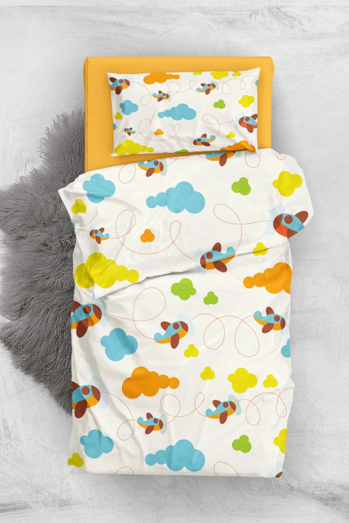 Toy Airplane 3d Pamuk Saten Bebek Nevresim Takımı