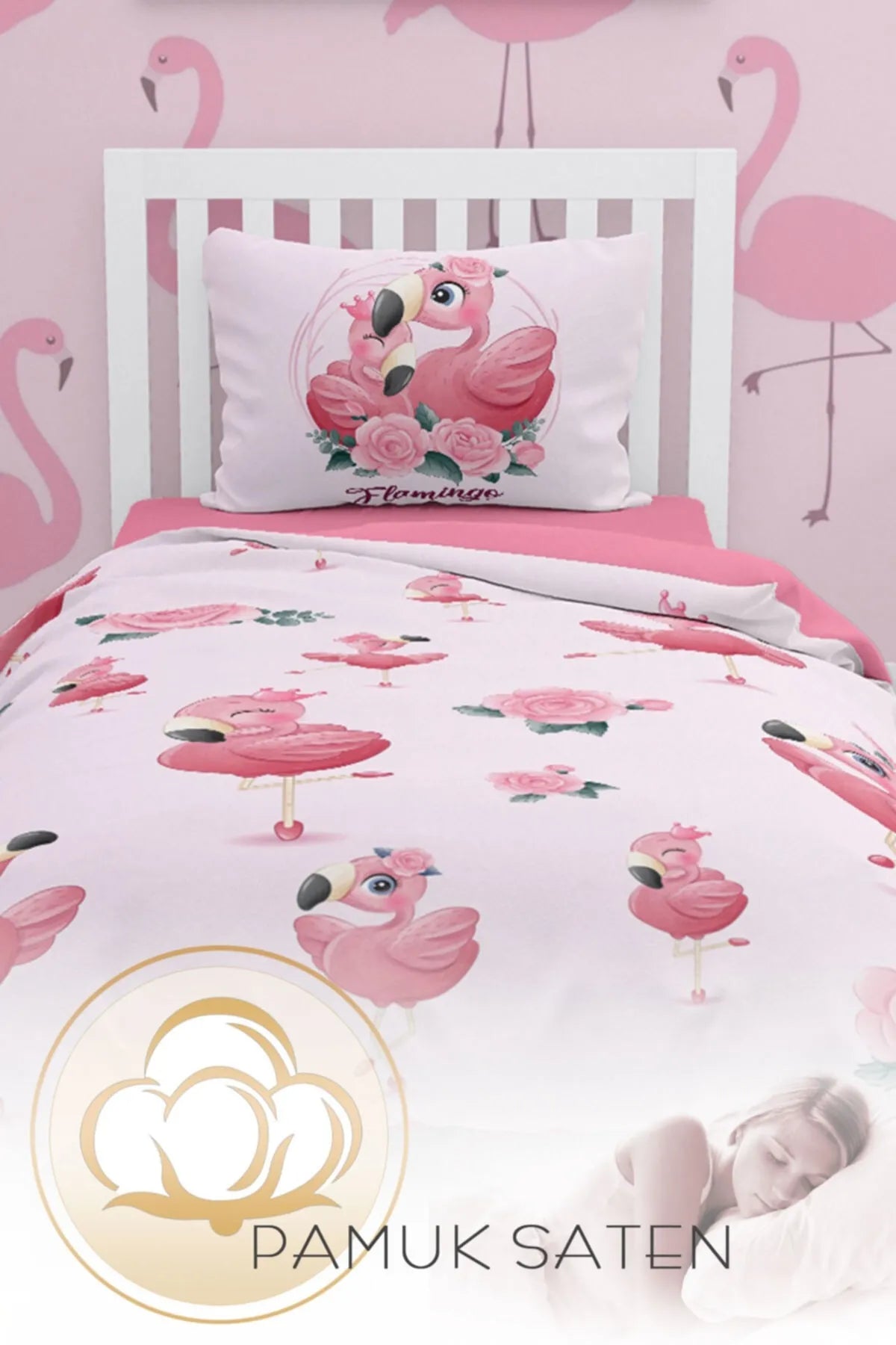 Flamingo Çocuk Nevresim Takımı 3d Pamuk Saten