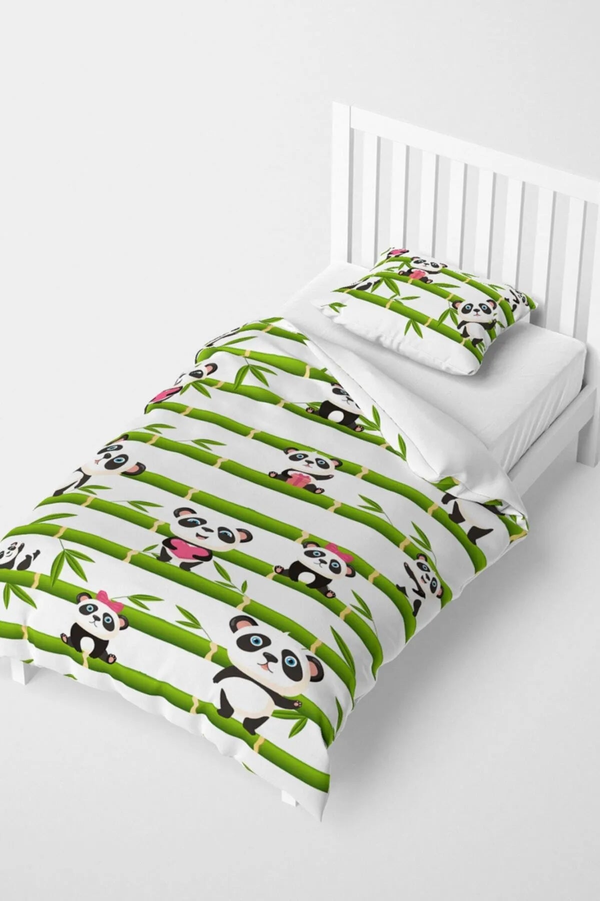 Panda Çocuk Nevresim Takımı 3d Pamuk Saten