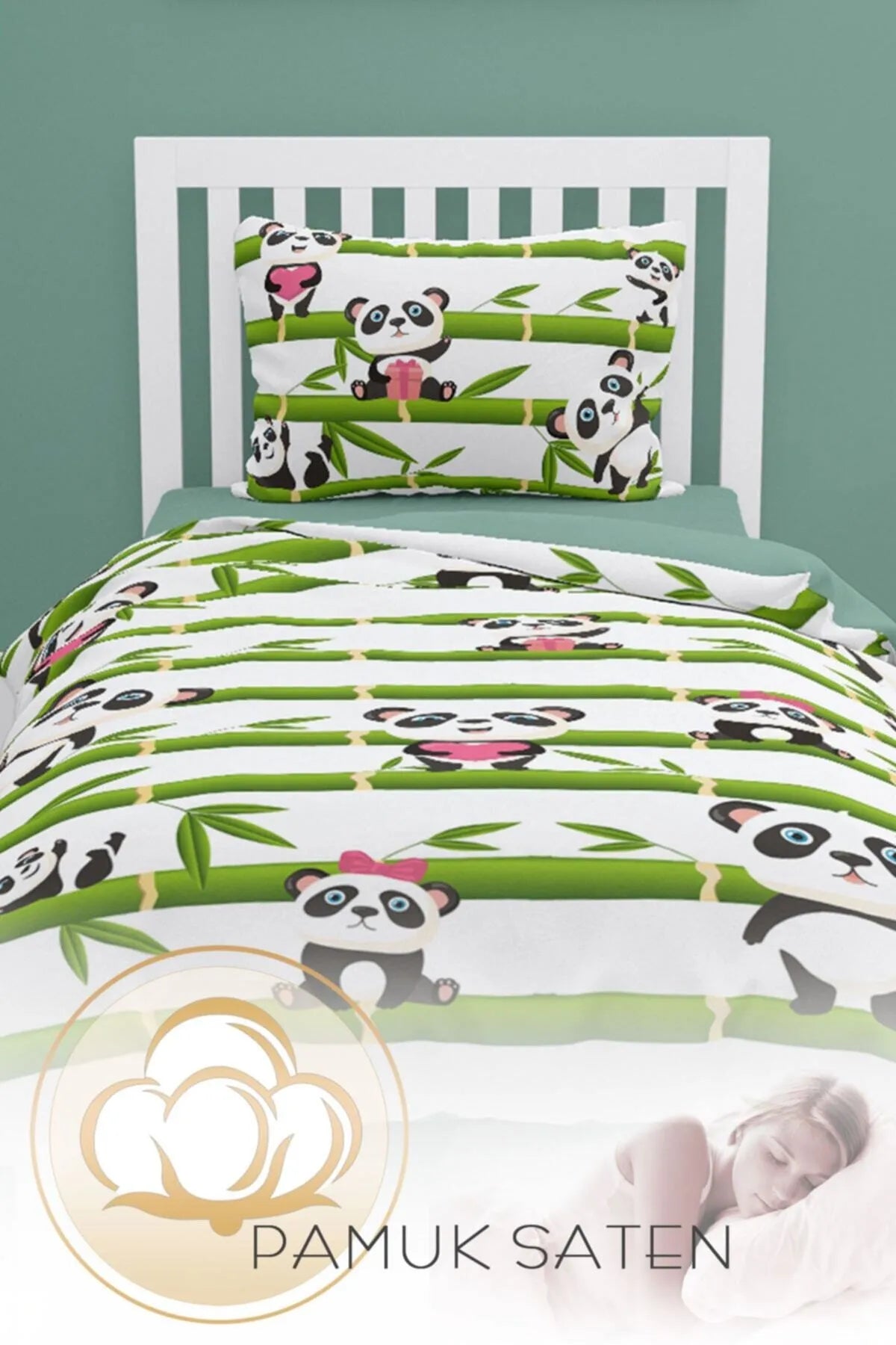 Panda Çocuk Nevresim Takımı 3d Pamuk Saten