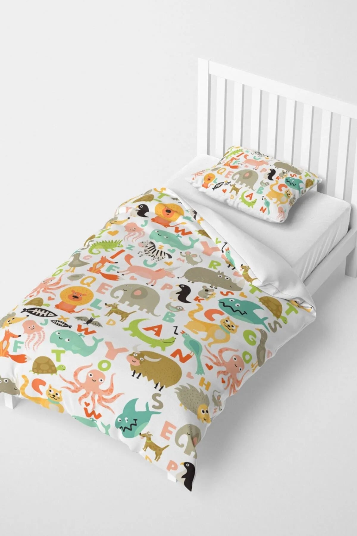 Sevimli Hayvanlar Çocuk Nevresim Takımı 3d Pamuk Saten