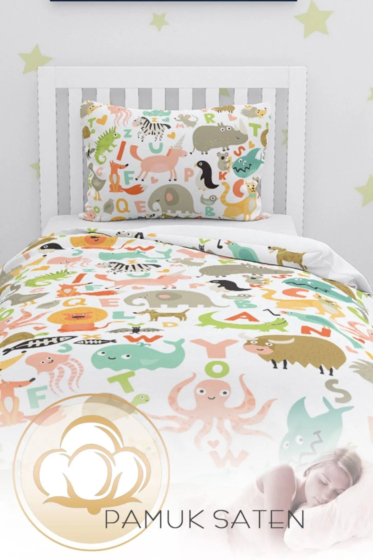Sevimli Hayvanlar Çocuk Nevresim Takımı 3d Pamuk Saten