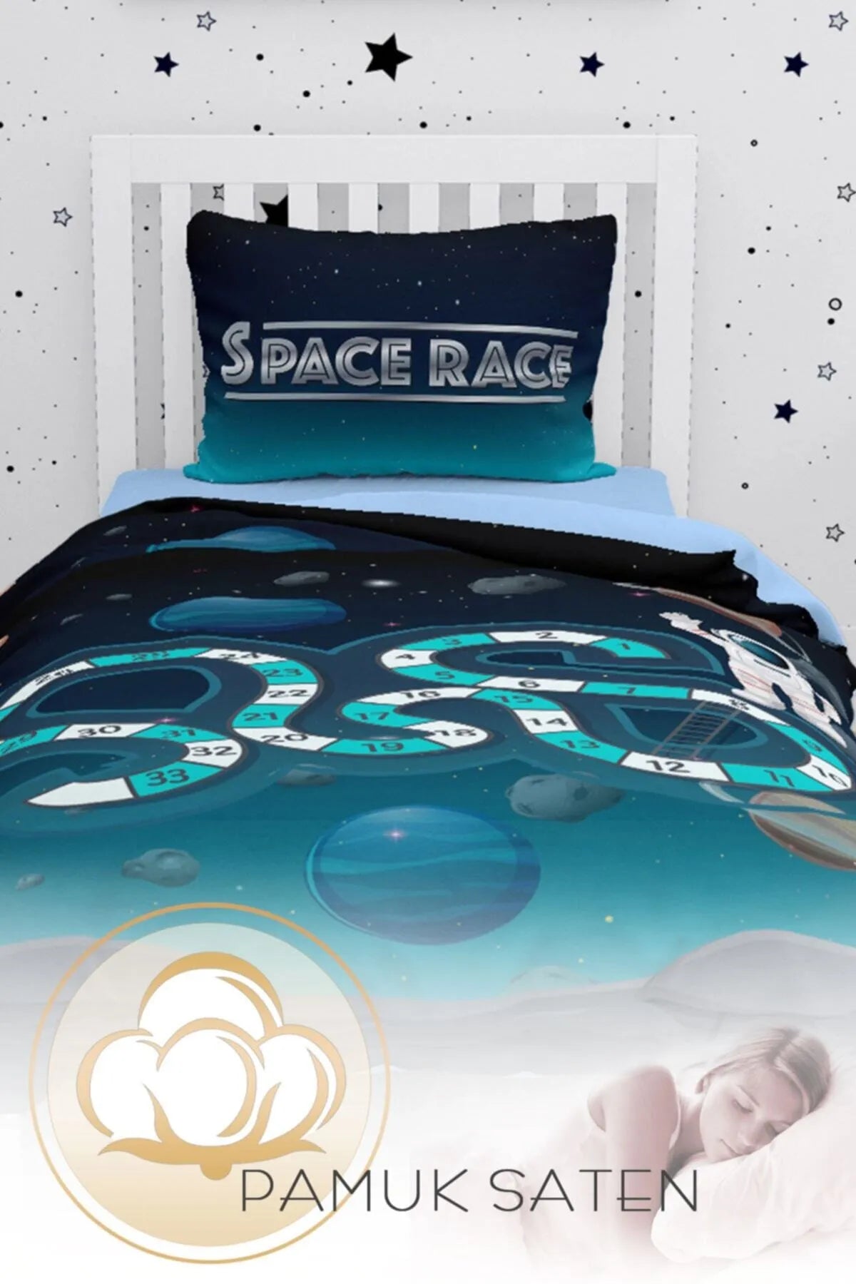 Number Space Çocuk Nevresim Takımı 3d Pamuk Saten