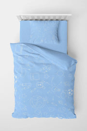 Blue School Çocuk Nevresim Takımı 3d Pamuk Saten