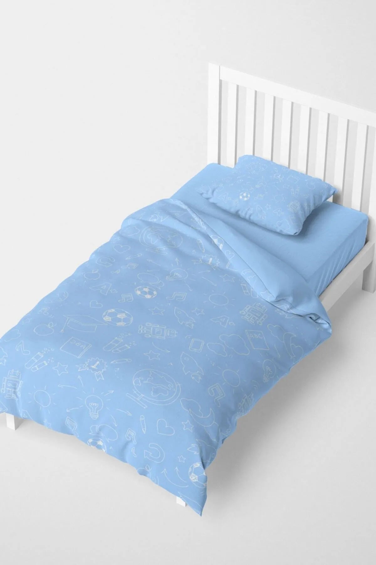 Blue School Çocuk Nevresim Takımı 3d Pamuk Saten