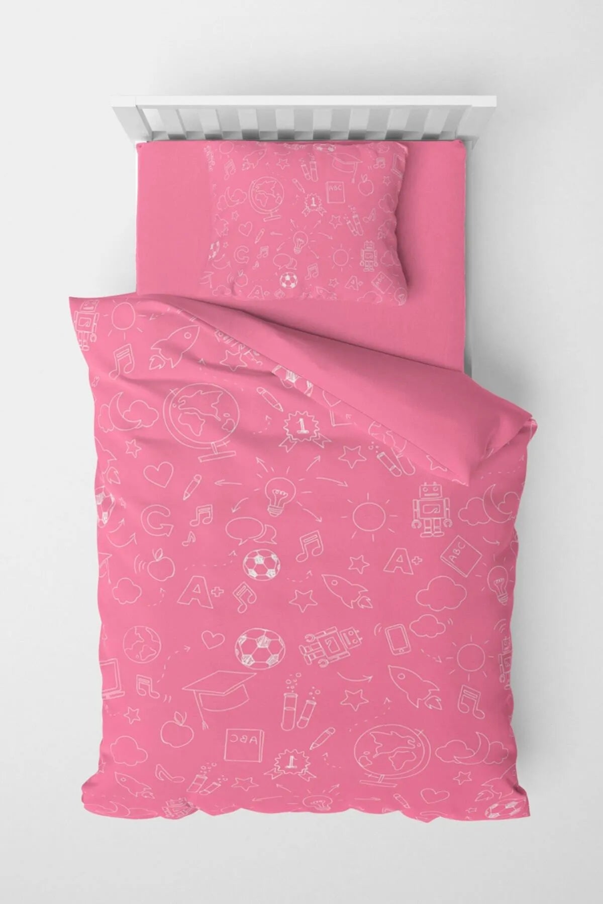 Pink School Çocuk Nevresim Takımı 3d Pamuk Saten