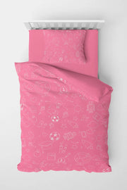 Pink School Çocuk Nevresim Takımı 3d Pamuk Saten