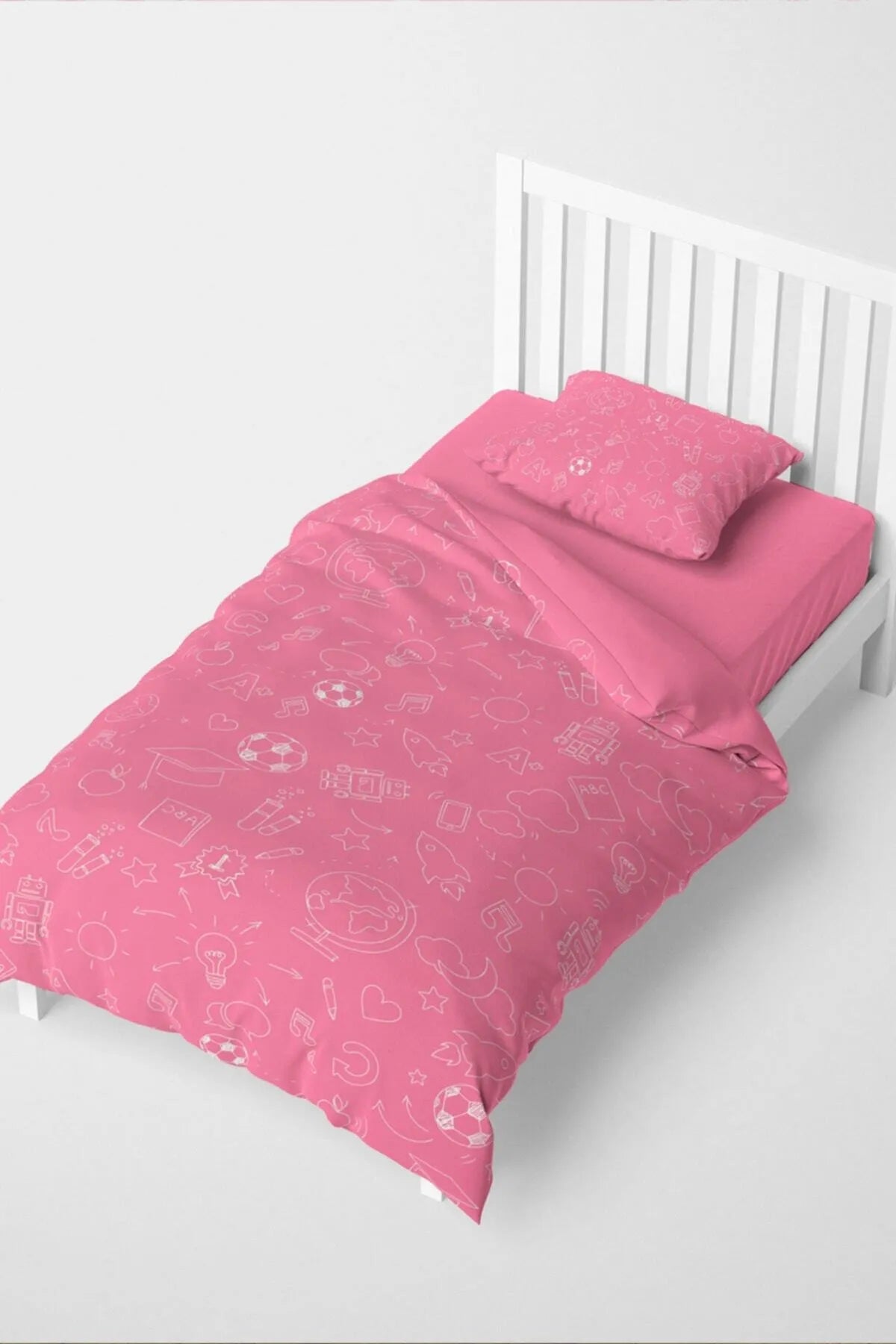 Pink School Çocuk Nevresim Takımı 3d Pamuk Saten