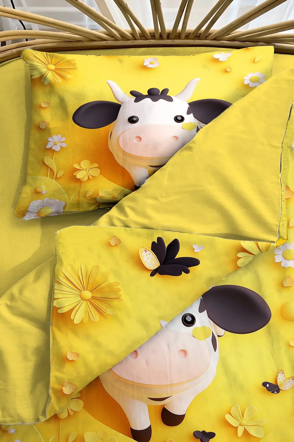 Bebek Nevresim %100 Pamuk Oeko-tex®Sertifikalı Özel Dokuma Beautiful Cow