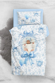 Percale Premium Kişiye Özel Resimli Bebek Nevresim Takımı - Mavi