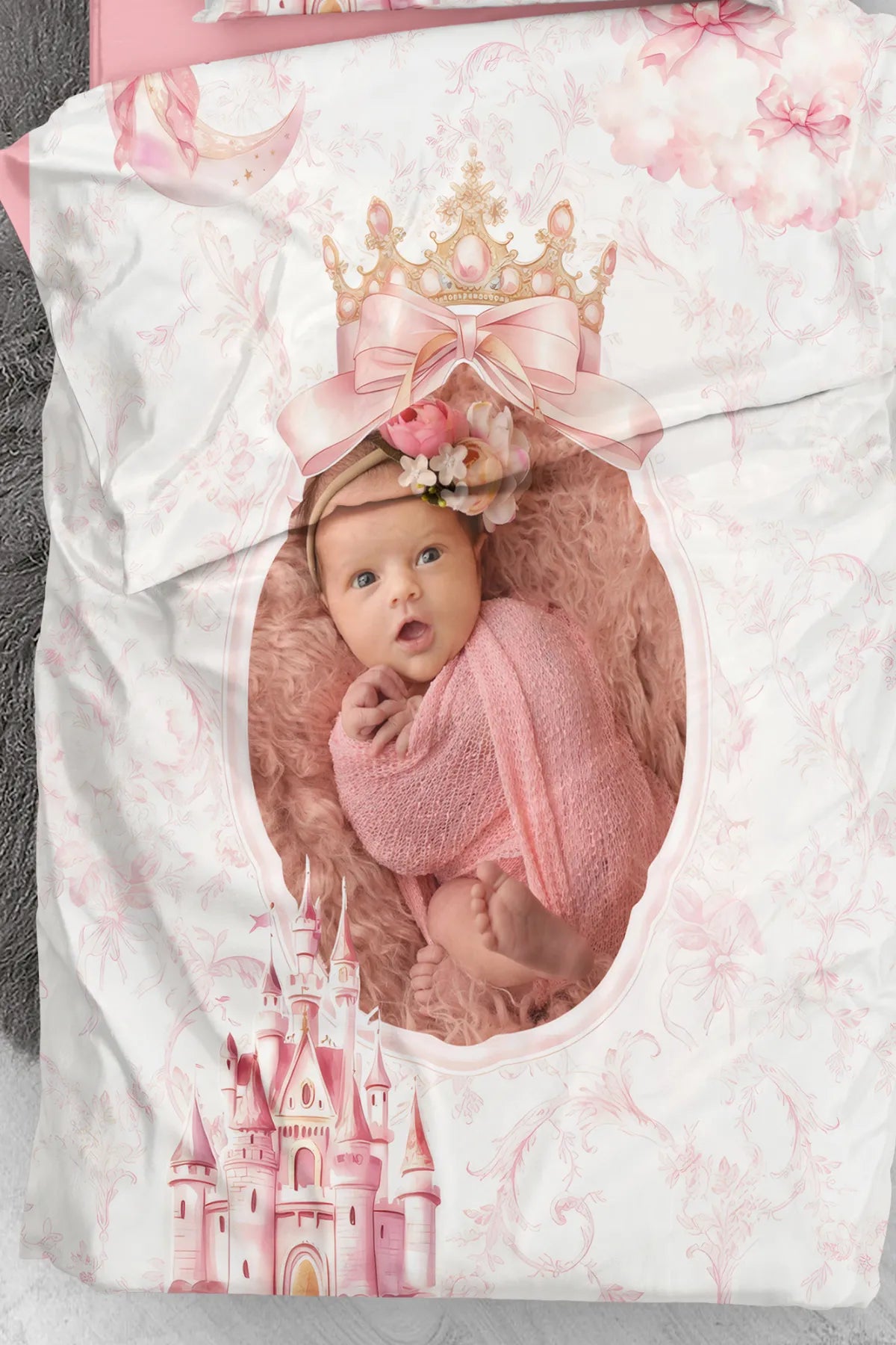 Percale Premium Kişiye Özel Resimli Bebek Nevresim Takımı - Pembe