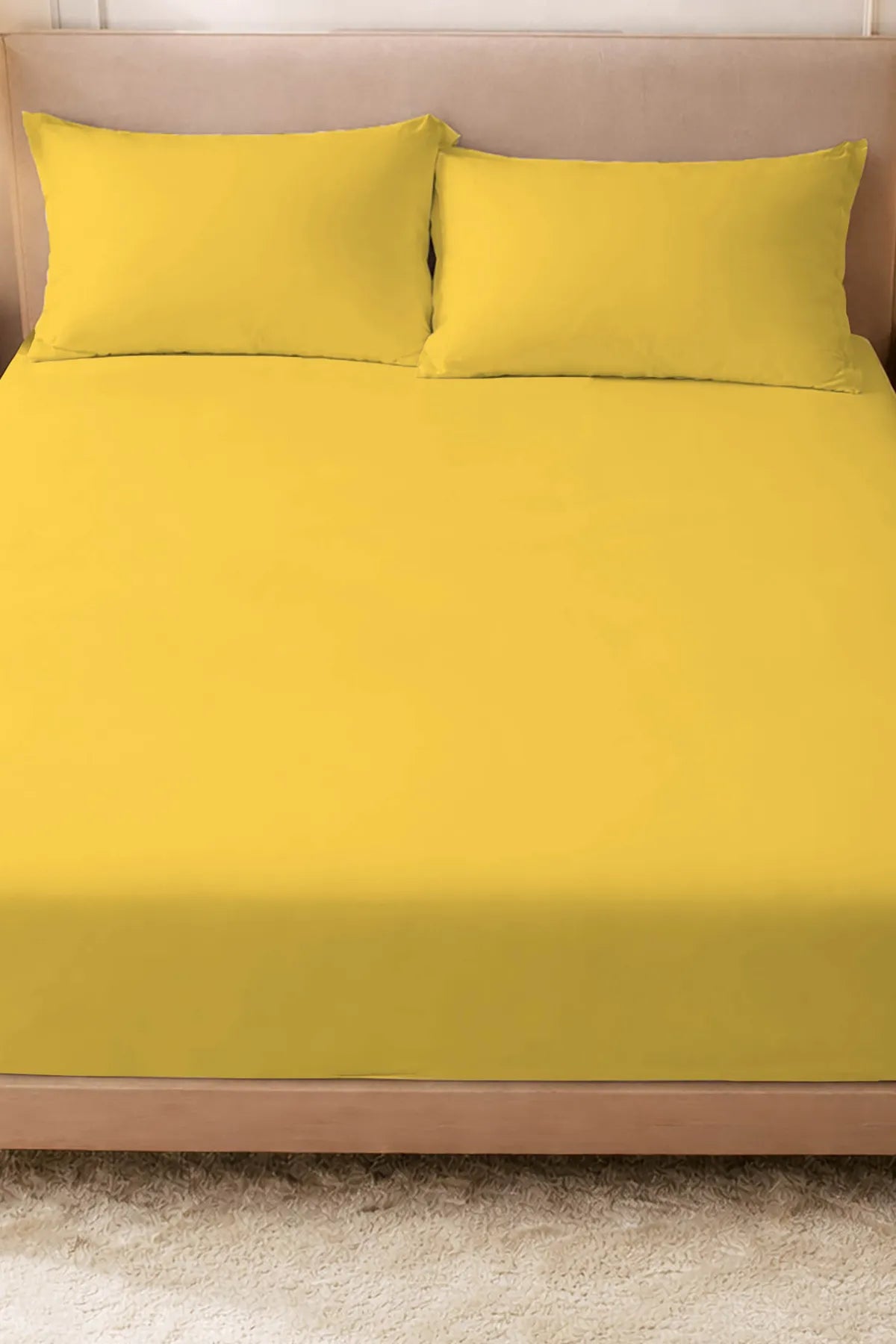 Lastikli Çarşaf %100 Pamuk Oeko-tex® Sertifikalı (Nevresim Kumaşından Üretilmiştir) 57 Tel Sarı