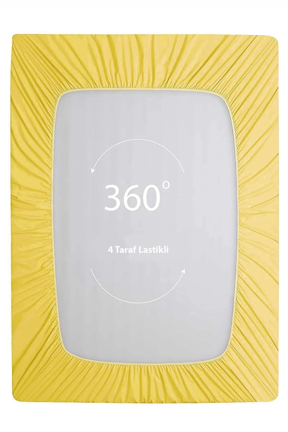 Lastikli Çarşaf %100 Pamuk Oeko-tex® Sertifikalı (Nevresim Kumaşından Üretilmiştir) 57 Tel Sarı