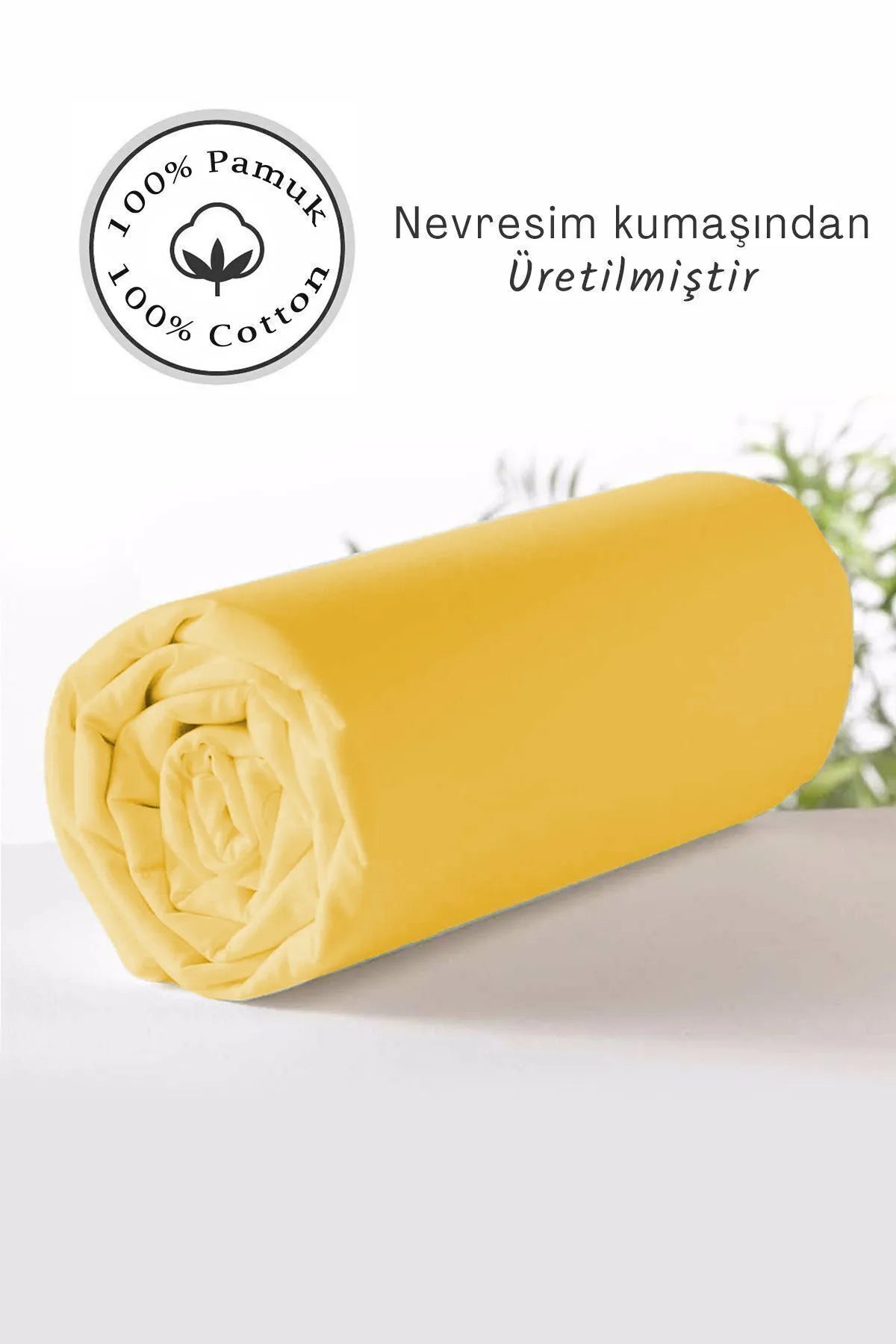 Lastikli Çarşaf %100 Pamuk Oeko-tex® Sertifikalı (Nevresim Kumaşından Üretilmiştir) 57 Tel Sarı