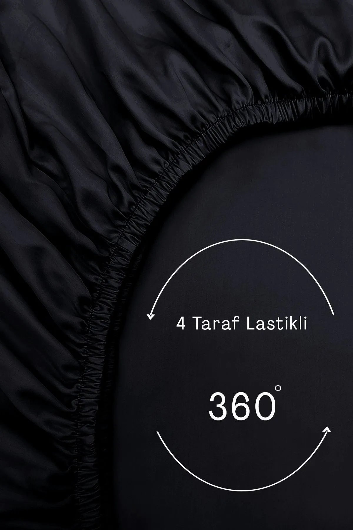 Lastikli Çarşaf %100 Pamuk Oeko-tex® Sertifikalı (Nevresim Kumaşından Üretilmiştir) 57 Tel Siyah