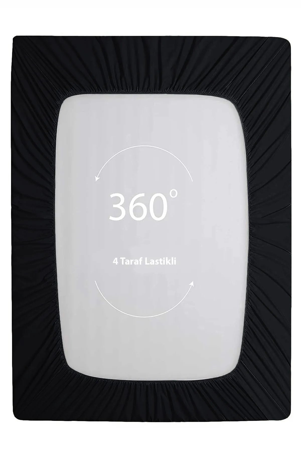 Lastikli Çarşaf %100 Pamuk Oeko-tex® Sertifikalı (Nevresim Kumaşından Üretilmiştir) 57 Tel Siyah