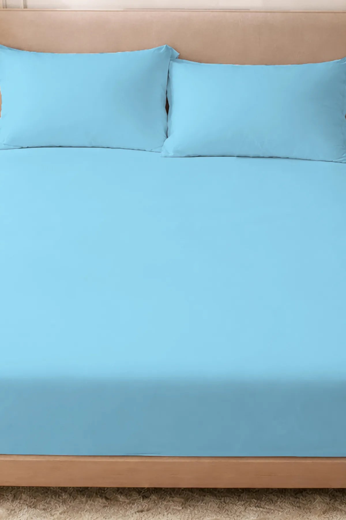 Lastikli Çarşaf %100 Pamuk Oeko-tex® Sertifikalı (Nevresim Kumaşından Üretilmiştir) 57 Tel Mavi