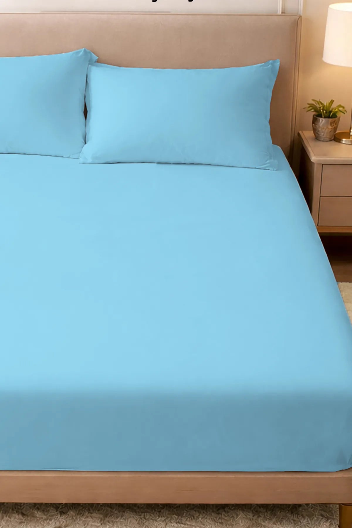 Lastikli Çarşaf %100 Pamuk Oeko-tex® Sertifikalı (Nevresim Kumaşından Üretilmiştir) 57 Tel Mavi