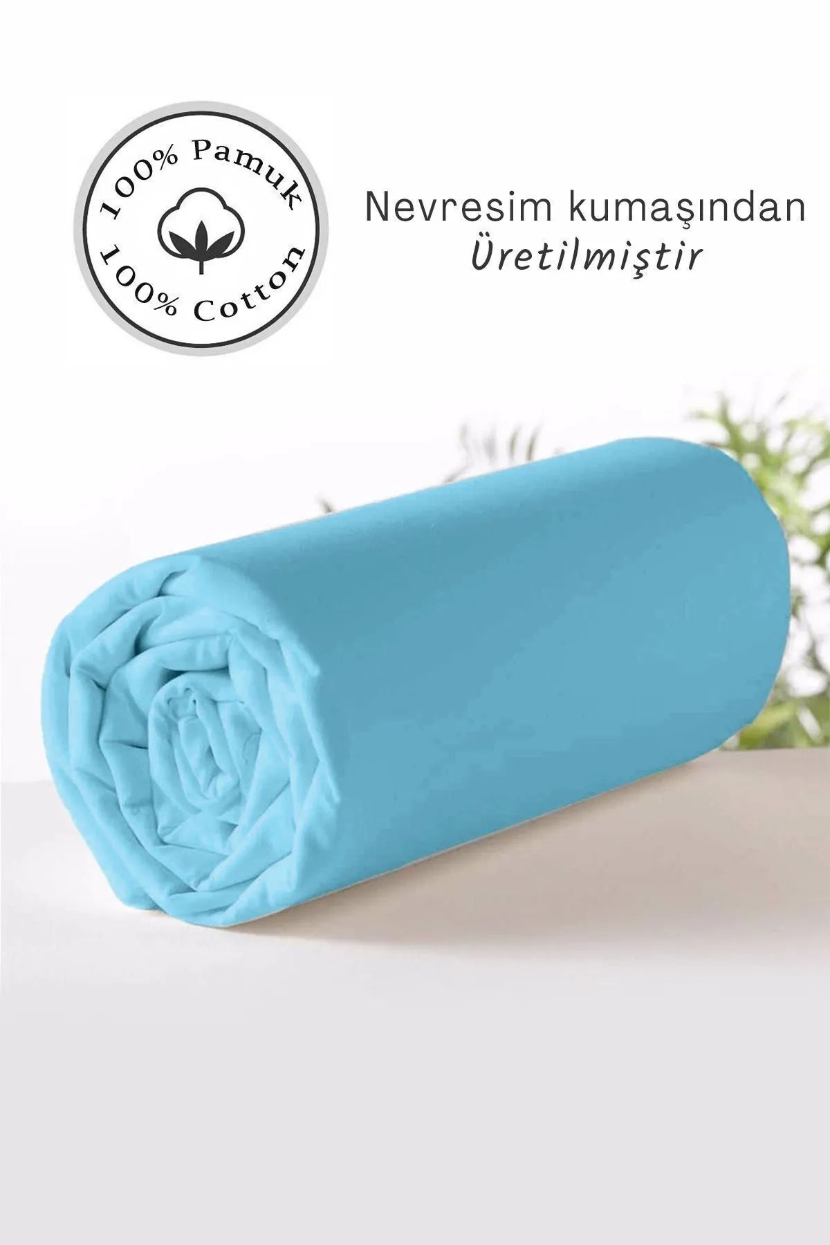 Lastikli Çarşaf %100 Pamuk Oeko-tex® Sertifikalı (Nevresim Kumaşından Üretilmiştir) 57 Tel Mavi