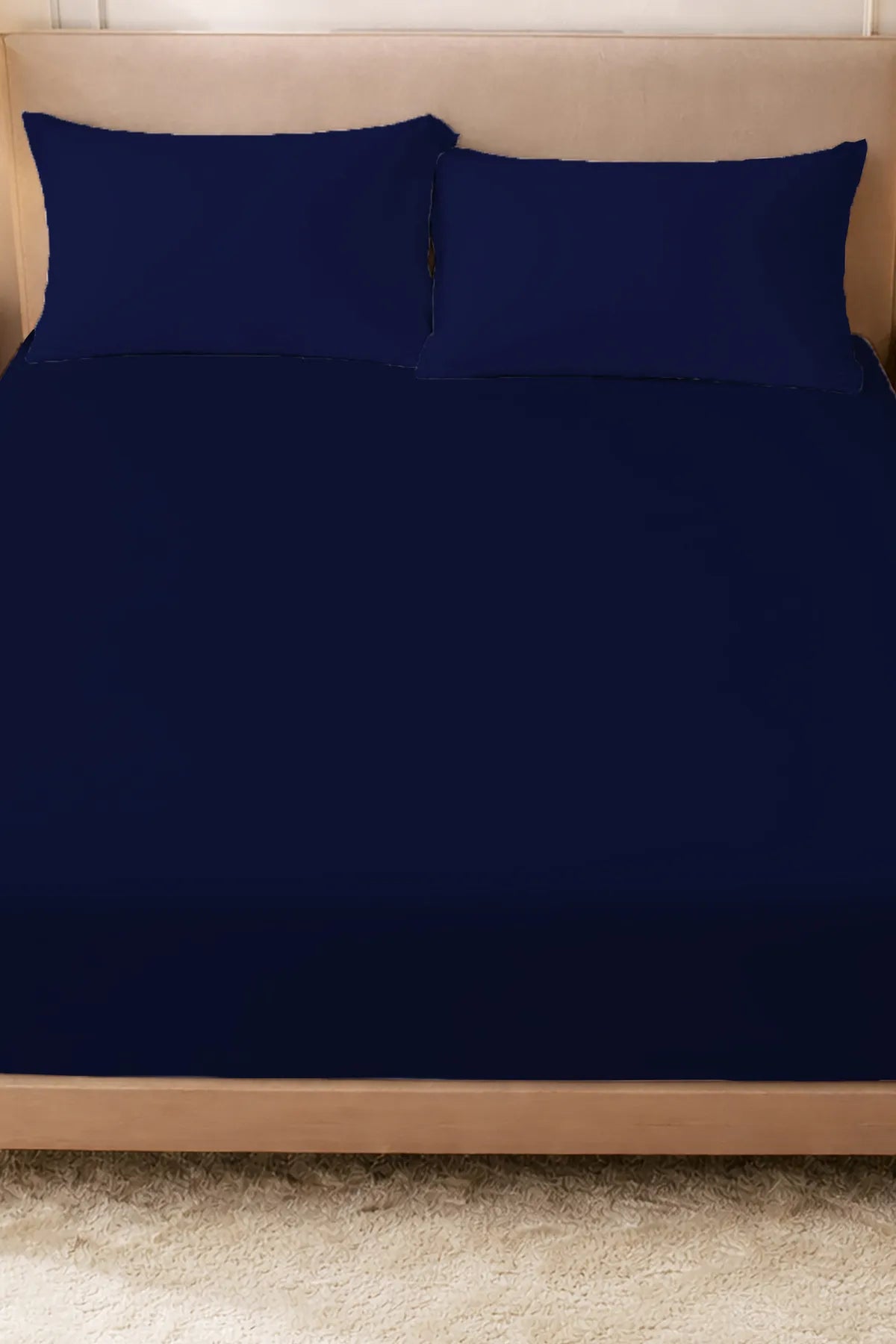 Lastikli Çarşaf %100 Pamuk Oeko-tex® Sertifikalı (Nevresim Kumaşından Üretilmiştir) 57 Tel Lacivert