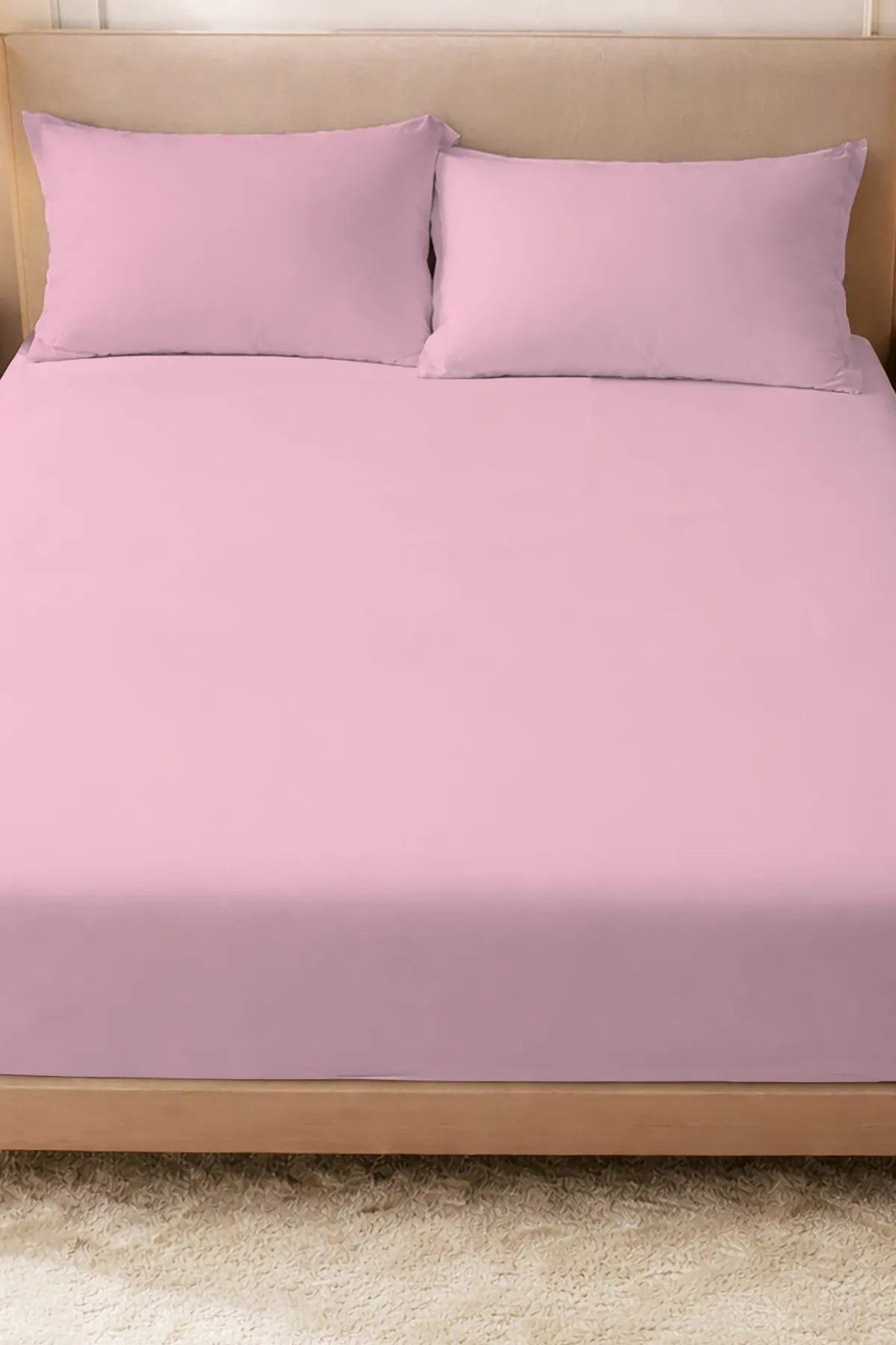 Lastikli Çarşaf %100 Pamuk Oeko-tex® Sertifikalı (Nevresim Kumaşından Üretilmiştir) 57 Tel Pembe