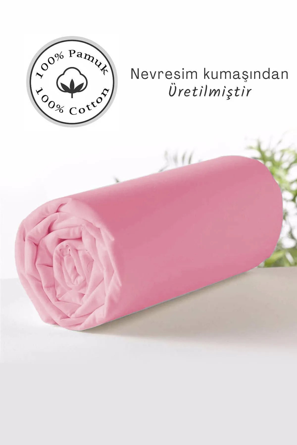 Lastikli Çarşaf %100 Pamuk Oeko-tex® Sertifikalı (Nevresim Kumaşından Üretilmiştir) 57 Tel Pembe