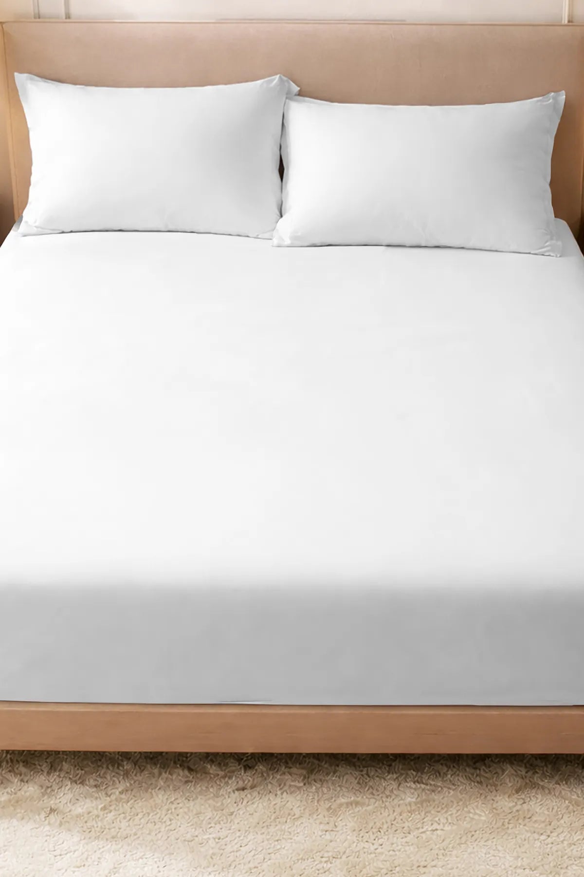 Lastikli Çarşaf %100 Pamuk Oeko-tex® Sertifikalı (Nevresim Kumaşından Üretilmiştir) 57 Tel Beyaz