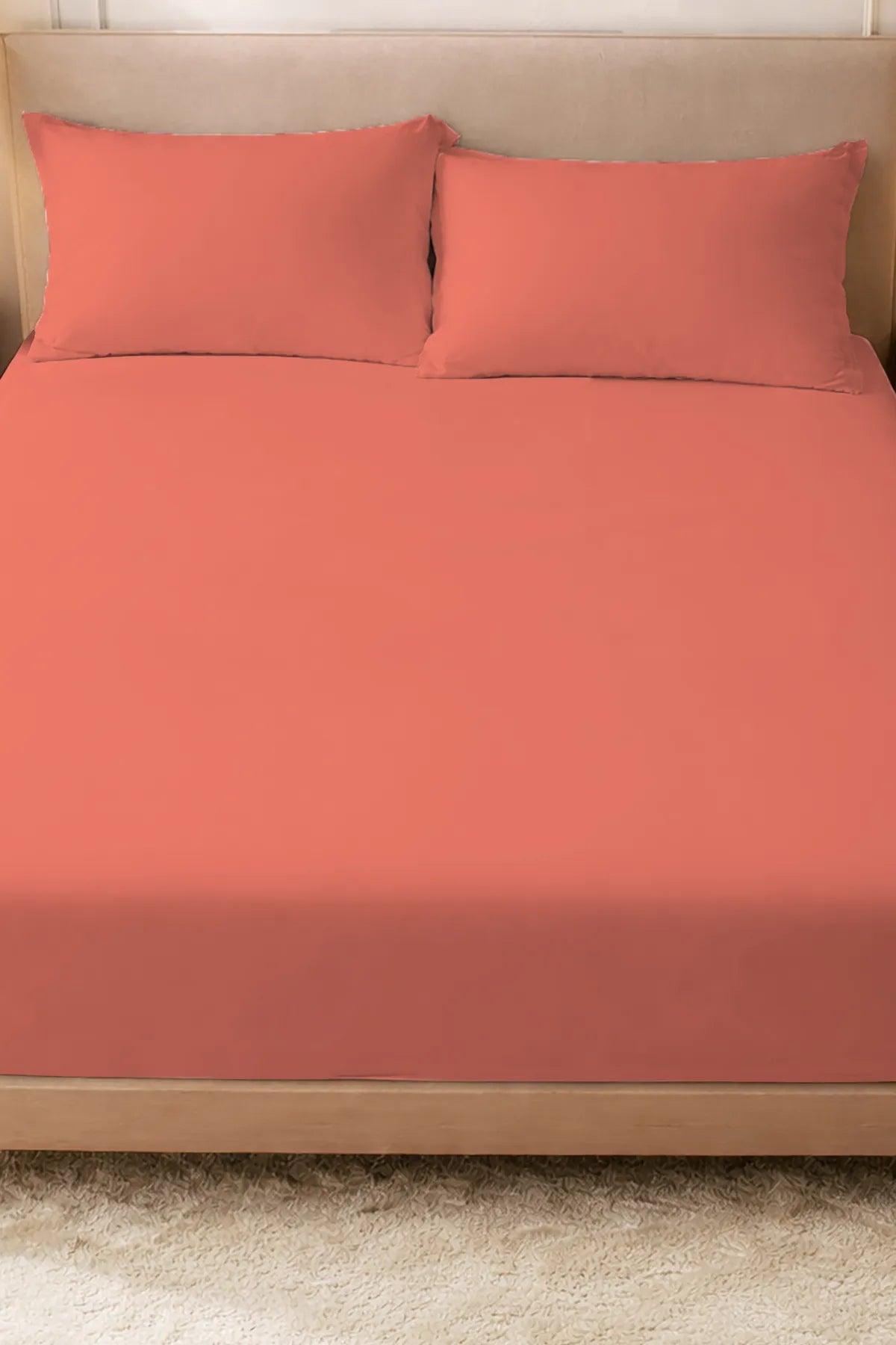 Lastikli Çarşaf %100 Pamuk Oeko-tex® Sertifikalı (Nevresim Kumaşından Üretilmiştir) 57 Tel Somon