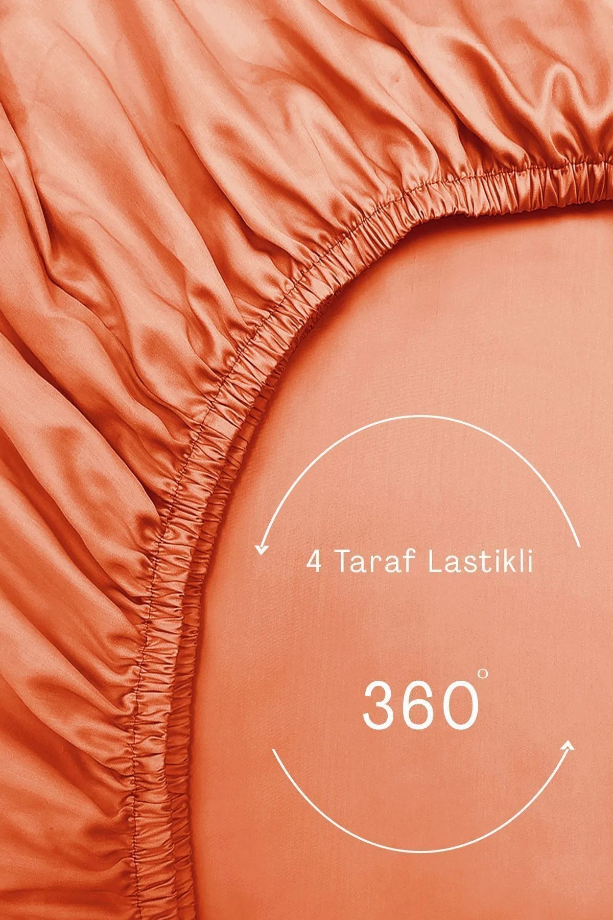 Lastikli Çarşaf %100 Pamuk Oeko-tex® Sertifikalı (Nevresim Kumaşından Üretilmiştir) 57 Tel Somon