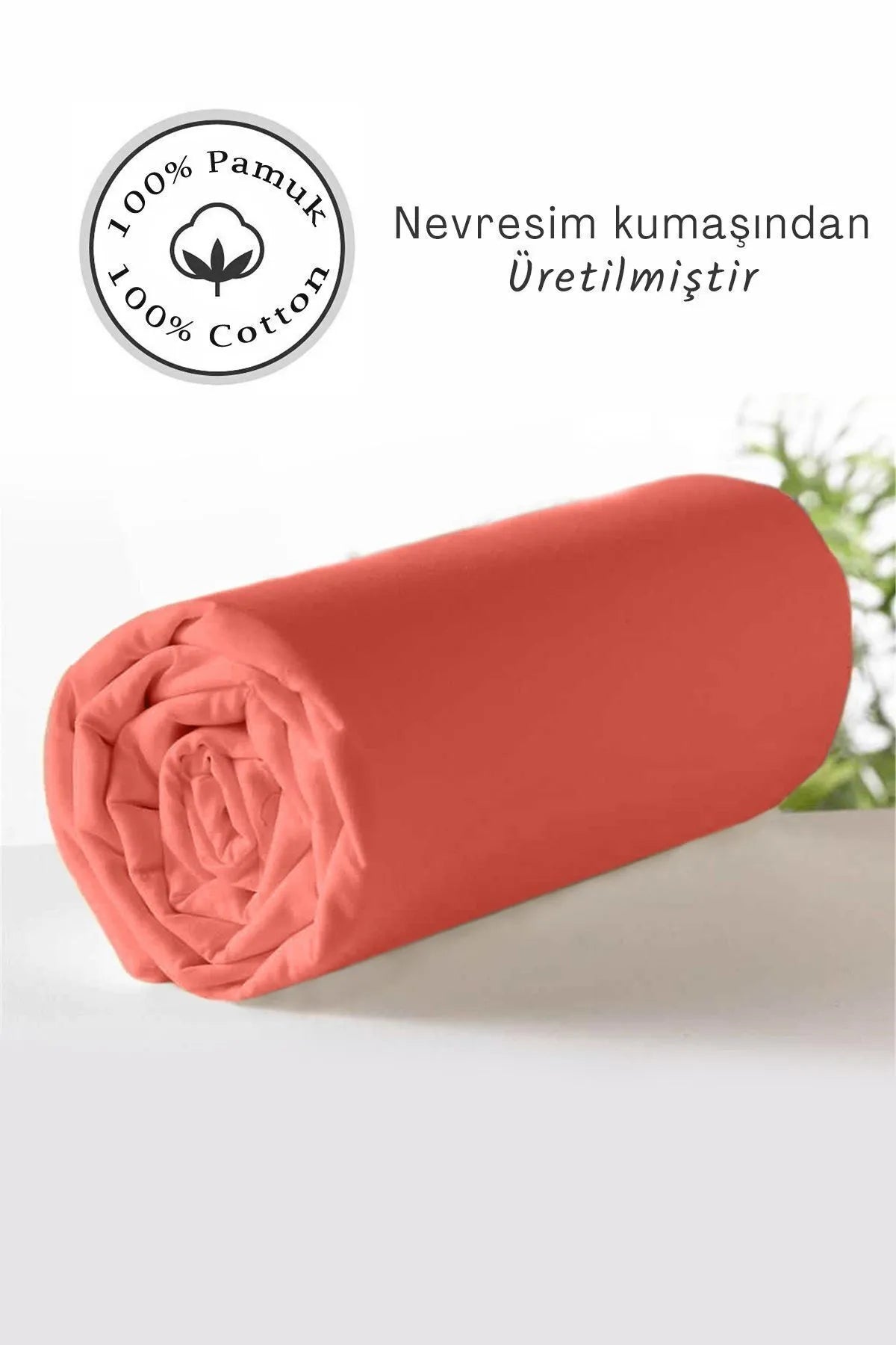 Lastikli Çarşaf %100 Pamuk Oeko-tex® Sertifikalı (Nevresim Kumaşından Üretilmiştir) 57 Tel Somon