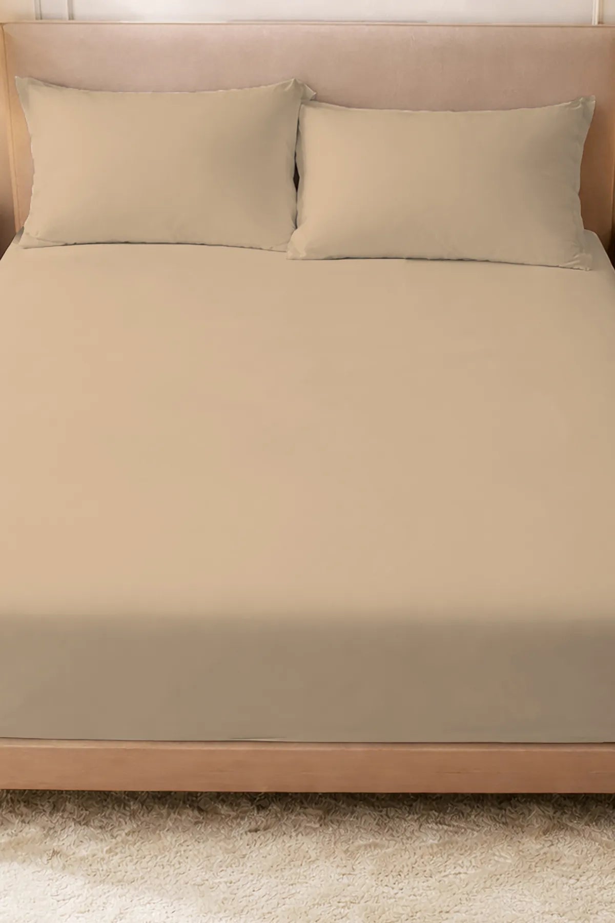 Lastikli Çarşaf %100 Pamuk Oeko-tex® Sertifikalı (Nevresim Kumaşından Üretilmiştir) 57 Tel Bej