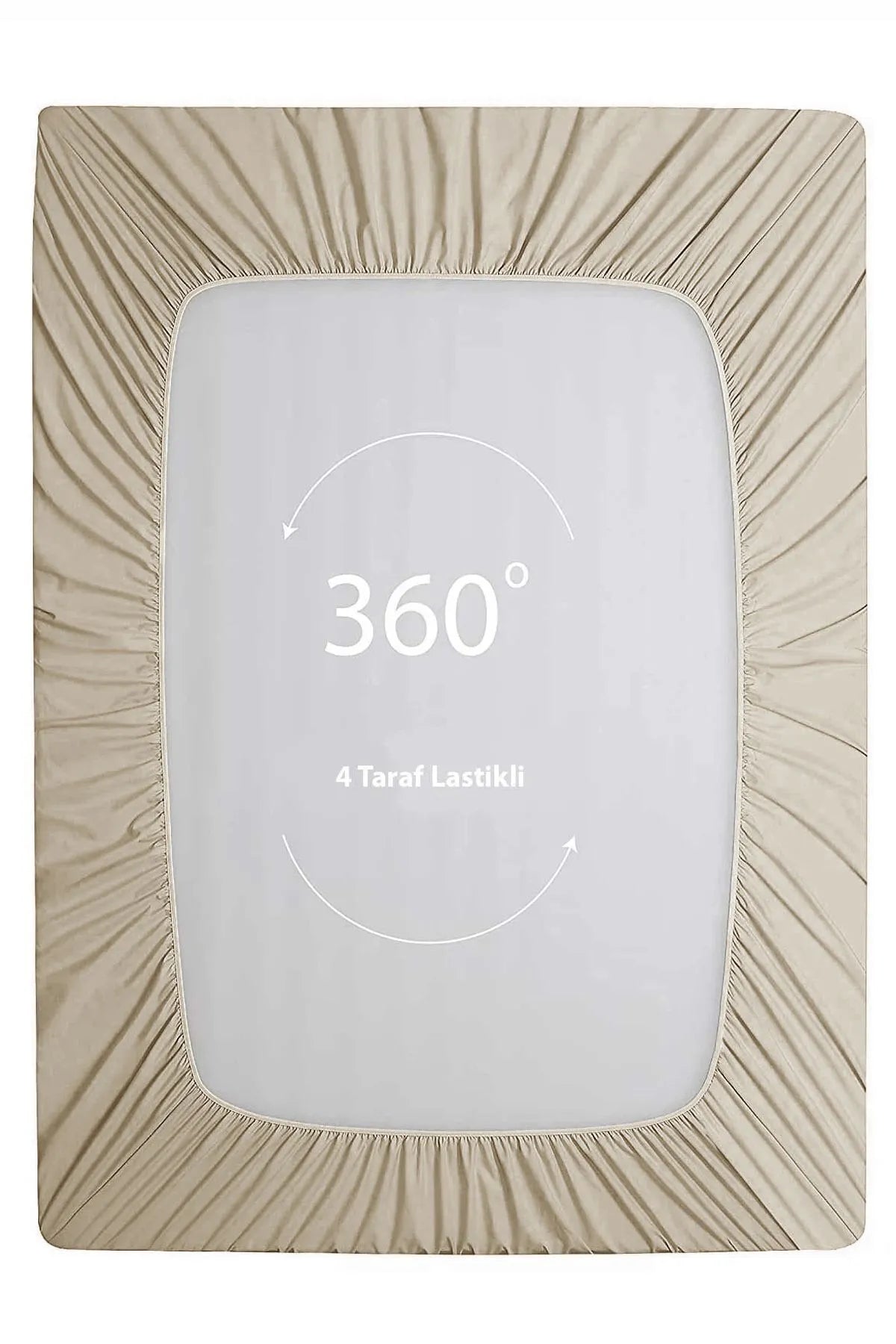 Lastikli Çarşaf %100 Pamuk Oeko-tex® Sertifikalı (Nevresim Kumaşından Üretilmiştir) 57 Tel Bej