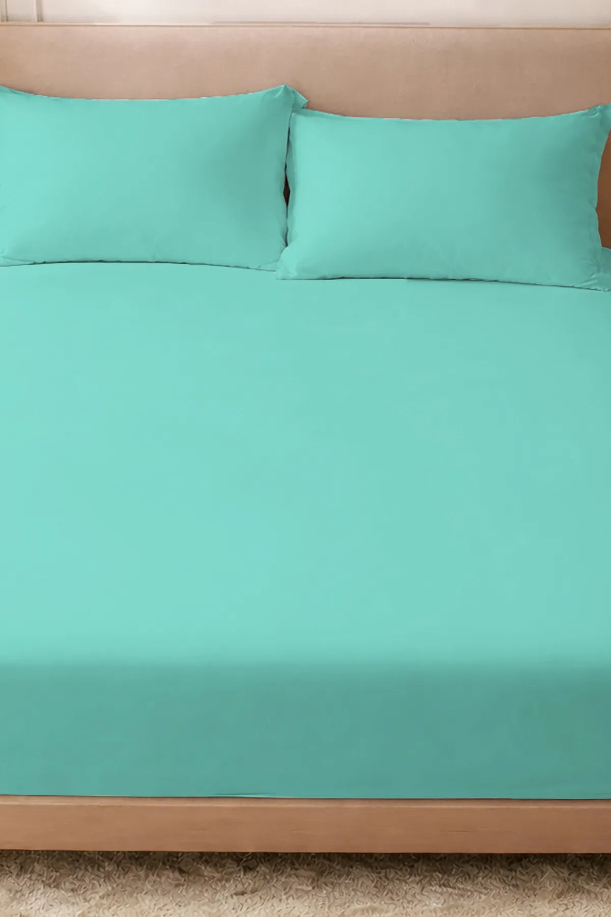 Lastikli Çarşaf %100 Pamuk Oeko-tex® Sertifikalı (Nevresim Kumaşından Üretilmiştir) 57 Tel Su Yeşili