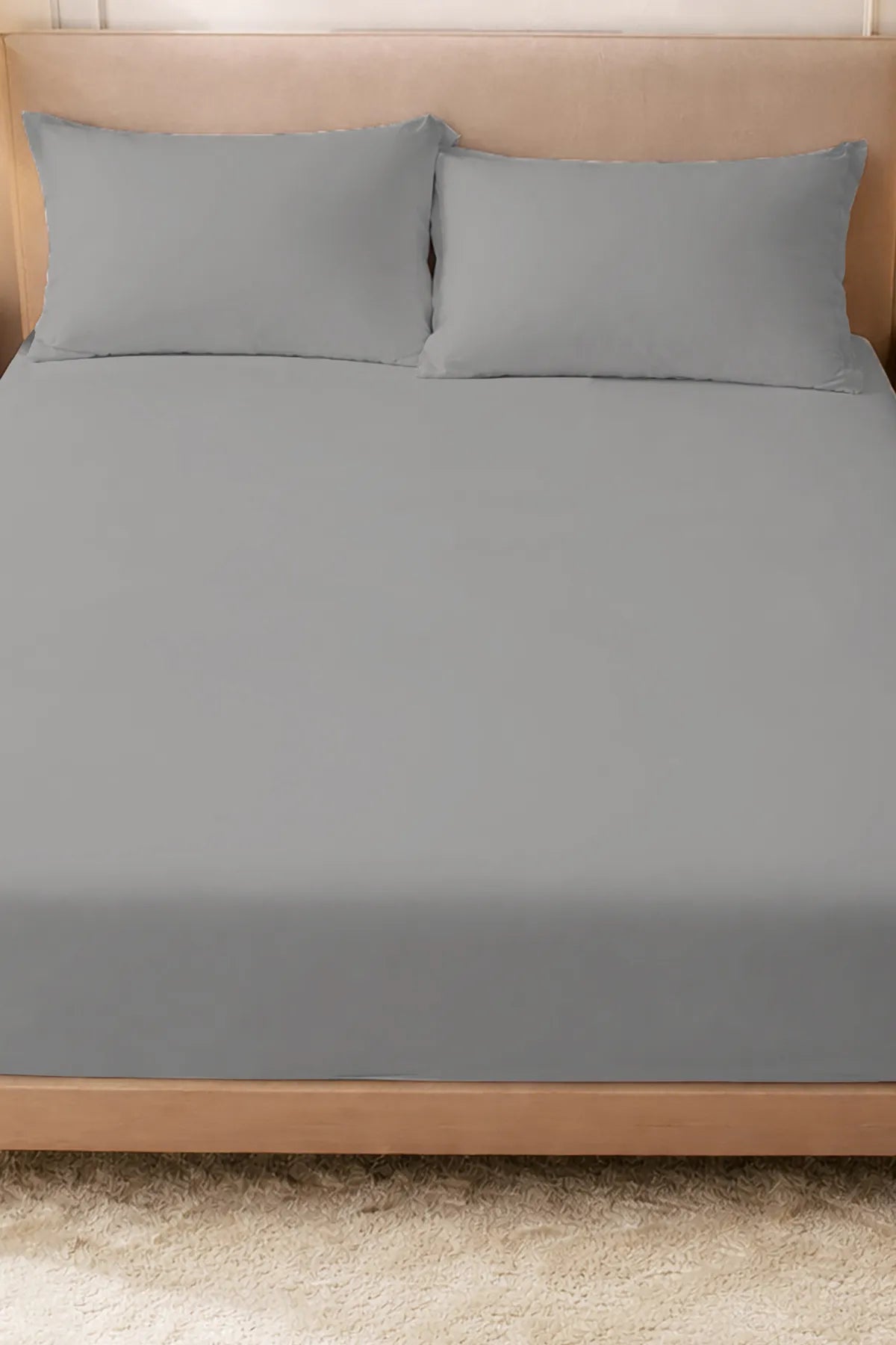 Lastikli Çarşaf %100 Pamuk Oeko-tex® Sertifikalı (Nevresim Kumaşından Üretilmiştir) 57 Tel Gri