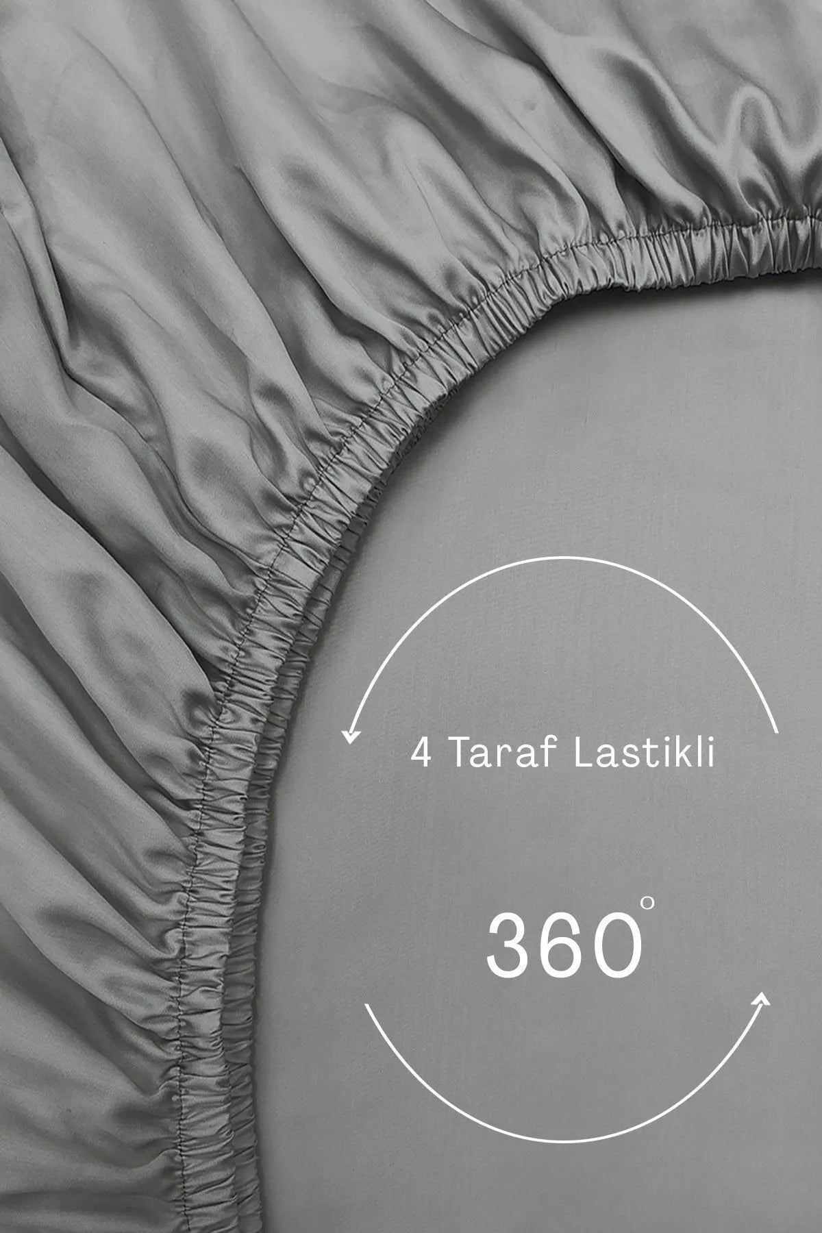 Lastikli Çarşaf %100 Pamuk Oeko-tex® Sertifikalı (Nevresim Kumaşından Üretilmiştir) 57 Tel Gri