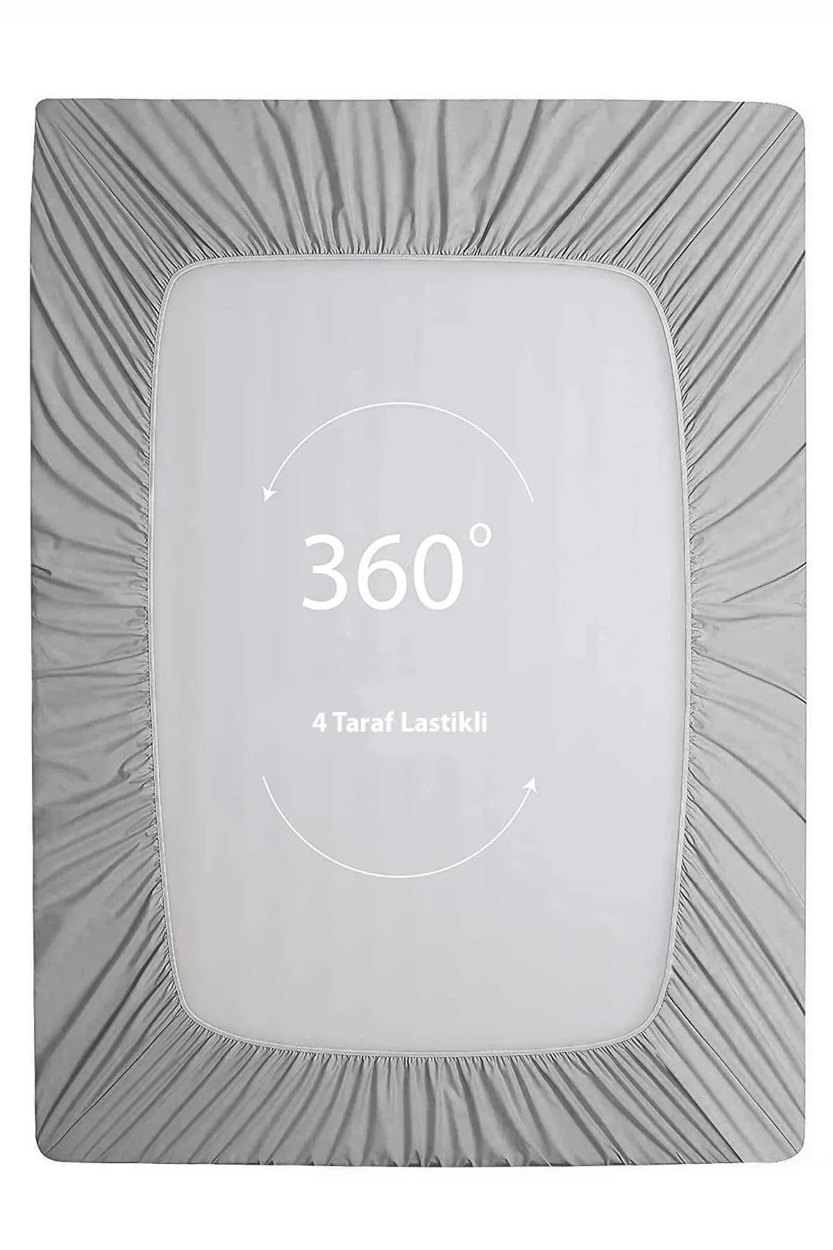 Lastikli Çarşaf %100 Pamuk Oeko-tex® Sertifikalı (Nevresim Kumaşından Üretilmiştir) 57 Tel Gri