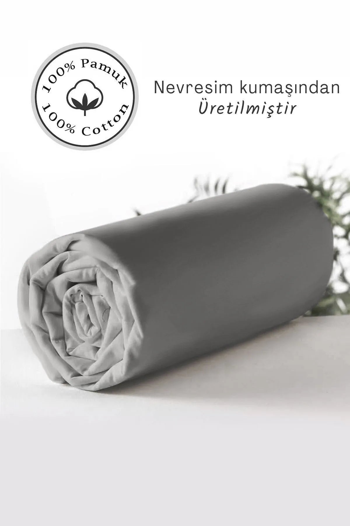 Lastikli Çarşaf %100 Pamuk Oeko-tex® Sertifikalı (Nevresim Kumaşından Üretilmiştir) 57 Tel Gri