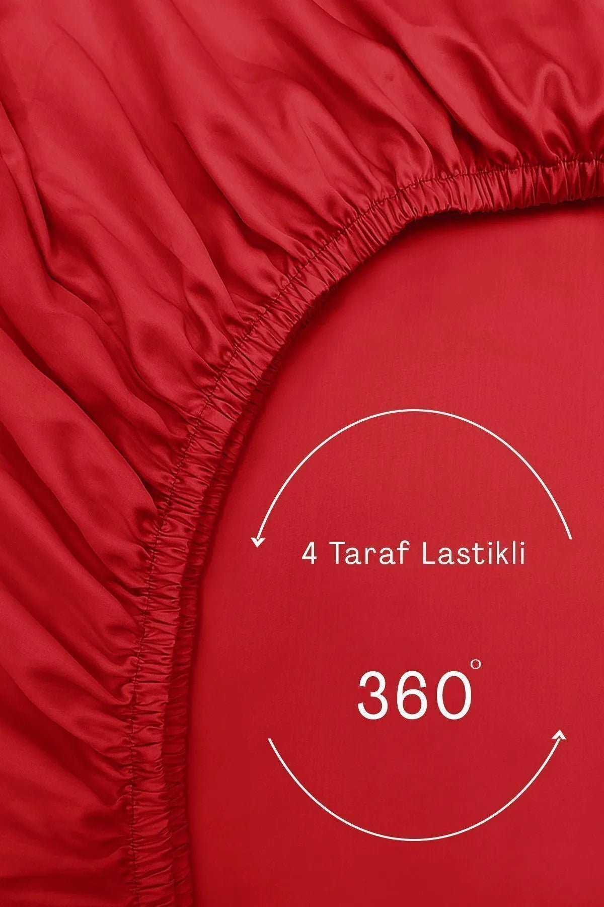 Lastikli Çarşaf %100 Pamuk Oeko-tex® Sertifikalı (Nevresim Kumaşından Üretilmiştir) 57 Tel Kırmızı