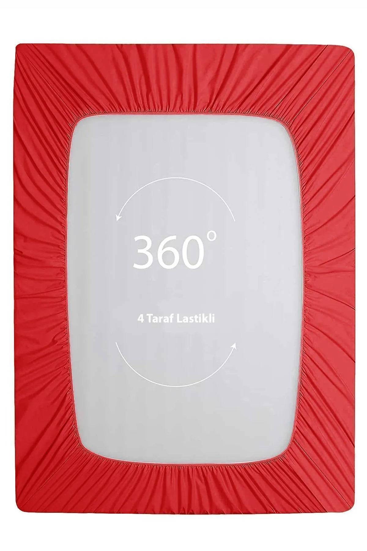 Lastikli Çarşaf %100 Pamuk Oeko-tex® Sertifikalı (Nevresim Kumaşından Üretilmiştir) 57 Tel Kırmızı