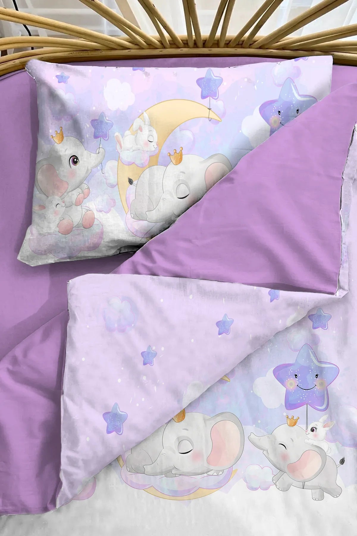 Bebek Nevresim %100 Pamuk Oeko-tex®Sertifikalı Özel Dokuma Sleeping elephants