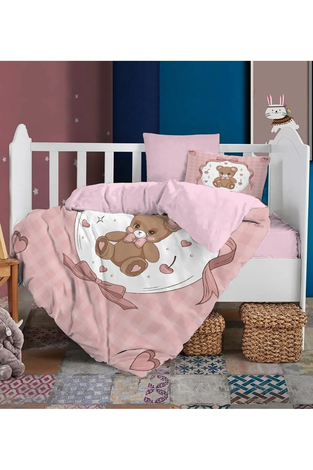 Bebek Nevresim %100 Pamuk Oeko-tex®Sertifikalı Özel Dokuma Cute Bear