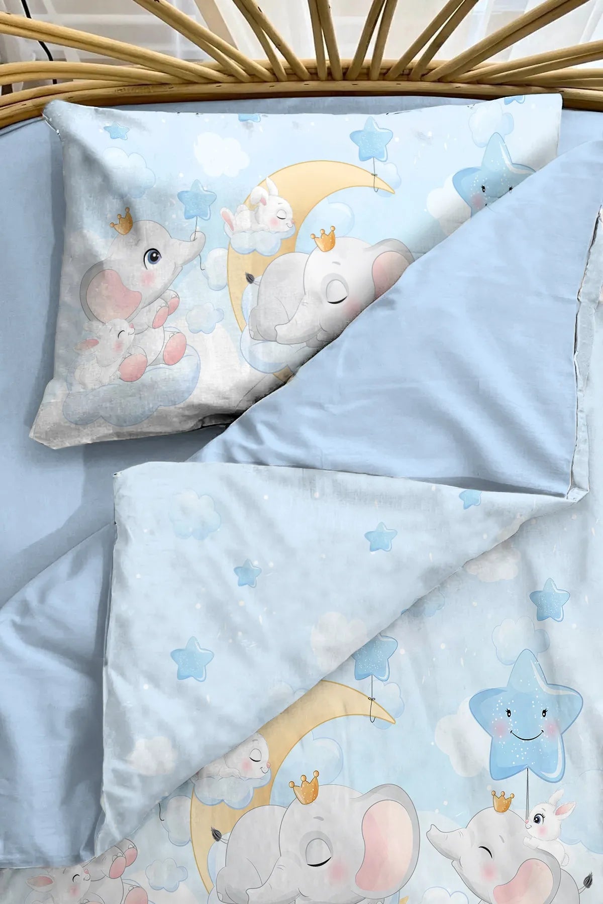 Bebek Nevresim %100 Pamuk Oeko-tex®Sertifikalı Özel Dokuma The hero elephant