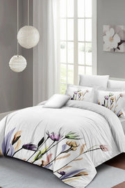 Çiçekli Beyaz Çift Kişilik Nevresim Takımı