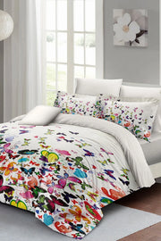 Çift Kişilik Nevresim Takımı Özel Dokuma Pamuk Saten Colorfull Butterfly