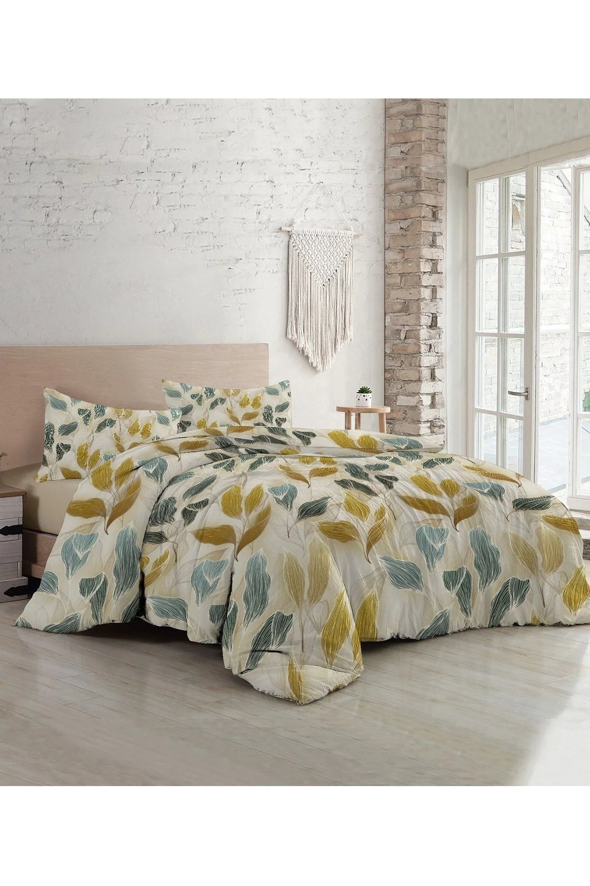 Çift Kişilik Nevresim Takımı Sık Dokuma Pamuk Saten 3D Özel Tasarım Autumn Leaves