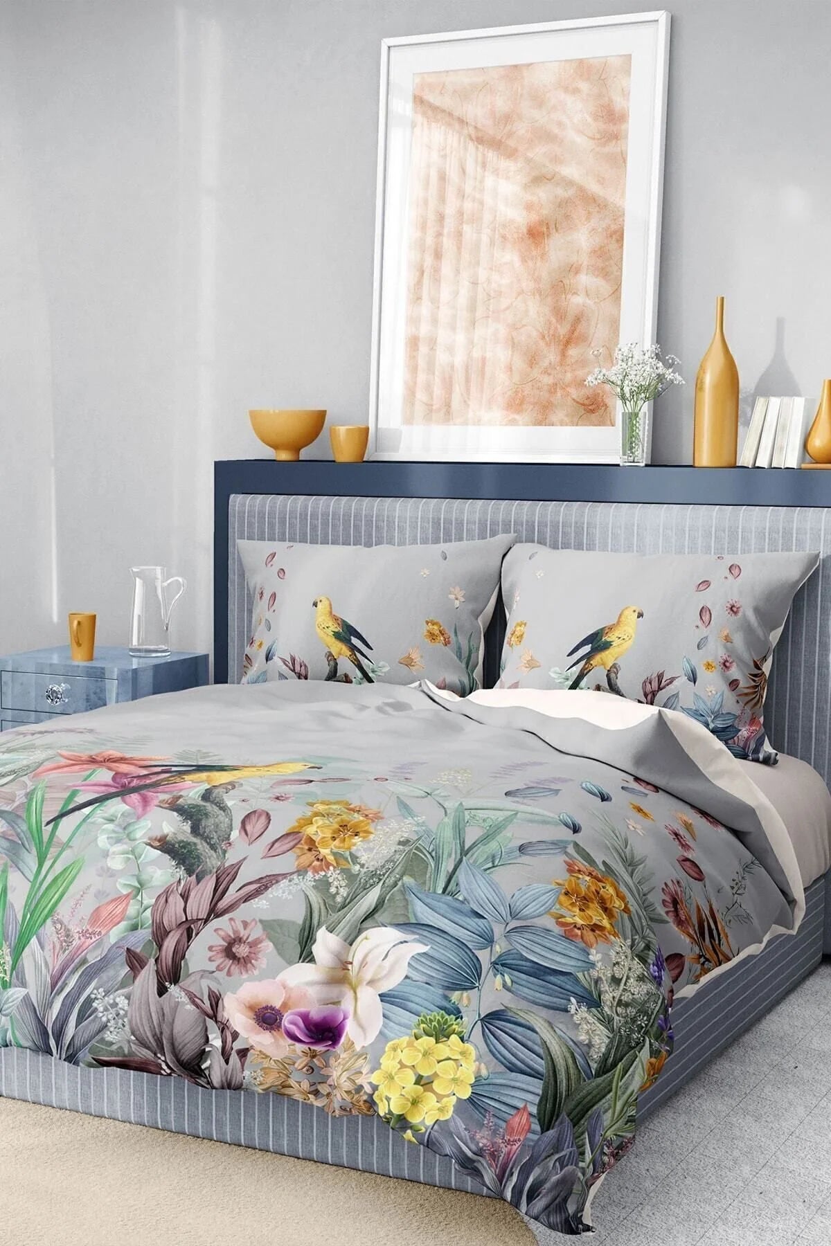 Çift Kişilik Nevresim Takımı %100 Pamuk Lastikli Çarşaflı Forest